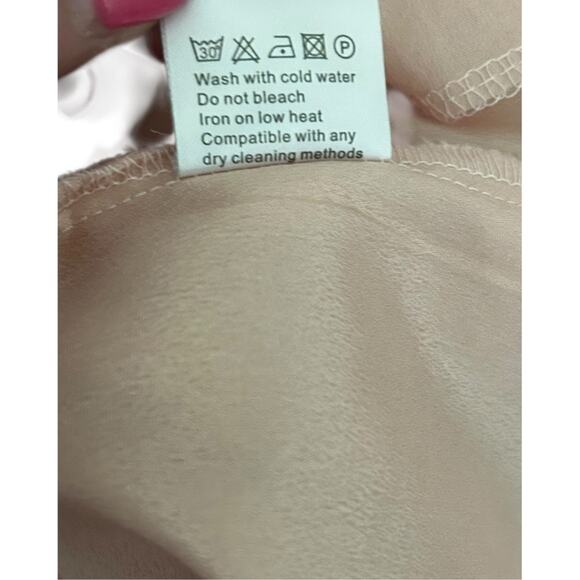 Belongsci Women Mini Dress L Pink 3D‎ Distressed Dots Chiffon Romantic Cottage - Picture 11 of 11